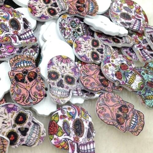 25/50/100pcs Skull Head Wood Buttons 22*27mm Sewing Craft Mix Lots WB243