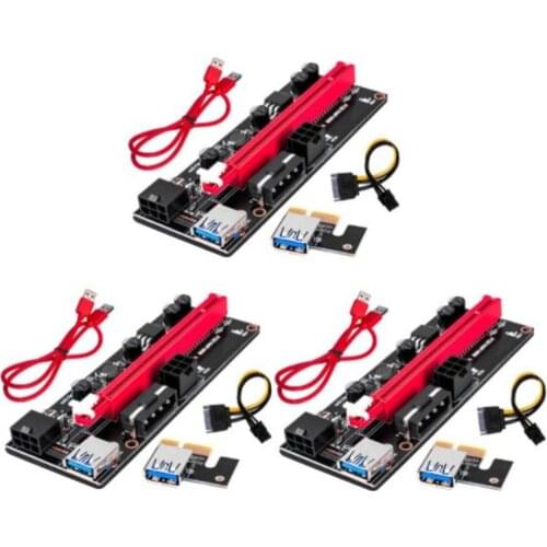 3pcs Mining Rig Ver009s USB 3.0 PCI-E Riser VER 009S Express Durable Extender Riser Adapter Card SATA 15pin To 6 Pin Power Cable