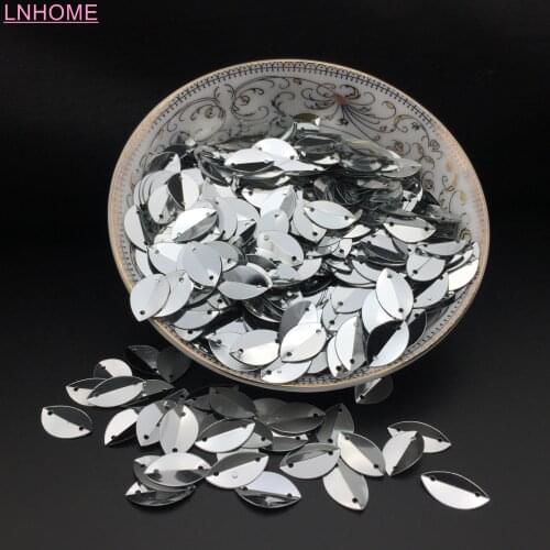 800pcs 9*15mm Cup Oval Folded Sequins For Crafts Loose Paillettes Sewing,Wedding,Kids DIY Garment Silver