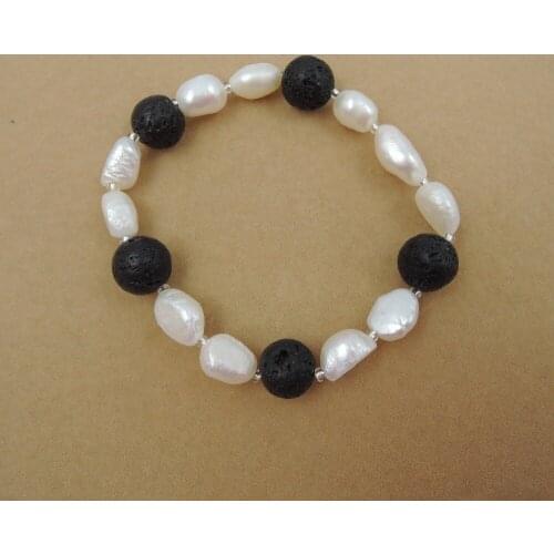 100% nature freshwater pearl bracelet with lava stones,6 bracelet only us 1.5 in one bracelet