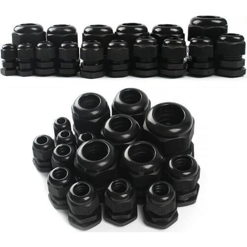 Black PG Series Nylon Plastic Wire Waterproof Connector PA6 Cable Glands IP68 Fixed Seal Sleeve Joints NO Gasket