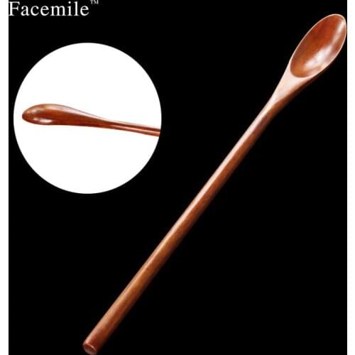 Facemile 19.7cm High Quality Natural Wood Spoon Kitchen Accessories Eco-Friendly Tableware Dining Soup Tea Honey Coffee Spoon