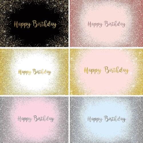 Adult Birthday Backdrop Girls Boys Women Theme Party Decoration Pink Rose and White God Glitter,Black Background for Photoshoot