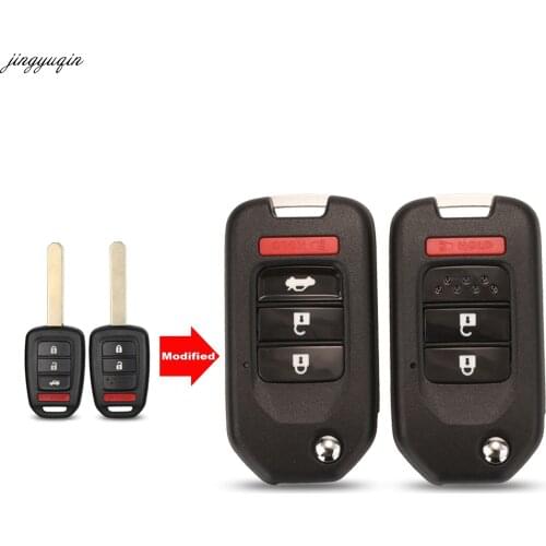 Jingyuqin Modified Remote Car Key Case Shell For Honda GREIZ Civic City XRV Vezel 2/3/4 Buttons Folding Flip Fob Blank