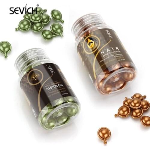 Hair Care Capsules Castor Oil Repairs Damaged Hair Nourishes Smoothness Shine Dense Hair Massage Hair Care Essential Oil
