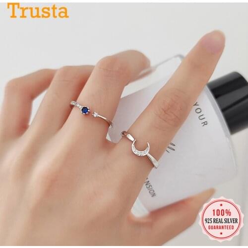 Moon&Star Rings 100% 925 Sterling Silver Ring Birthday Gift For Women Sterling Silver Fine Jewelry DS2600
