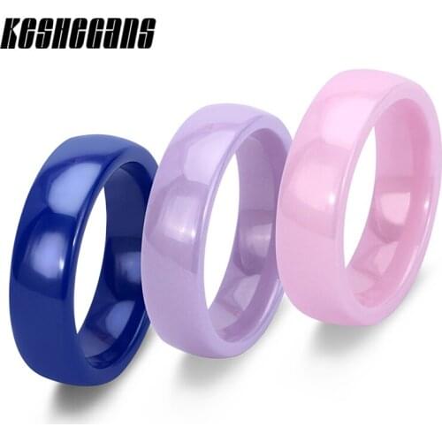 New 6mm Women Ceramic Ring Blue Pink Purple Simple Style For Woman Top Quality Fashion Jewelry Without Scratches Prevent Allergy