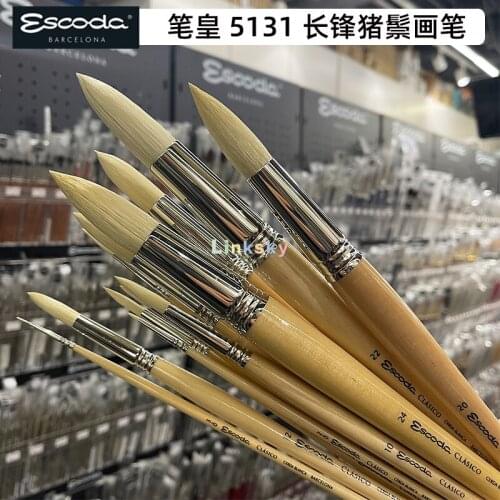 Escoda Clasico Series 5131 Long Handle Artist Oil & Acrylic Brush,White Bristle,long Handle Round Shape Artist Brush