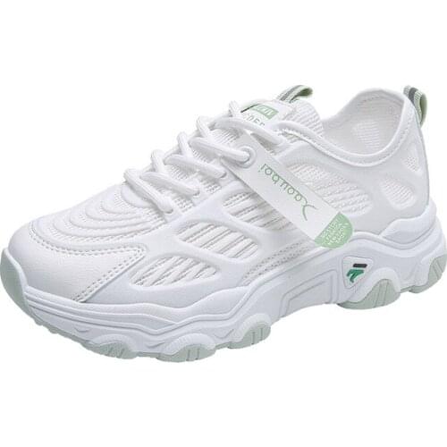 Sports Sneakers Women Designer Thick Bottom Daddy Shoe Thick Bottom Round Toe Breathing Leisure Female Running Shoes