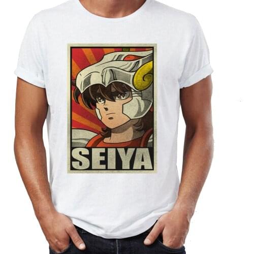Summer Mens T-shirt Saint Seiya Ikki Hyoga Shiryu Shun Anime Artsy Tshirt Cool Tees Tops Harajuku Streetwear