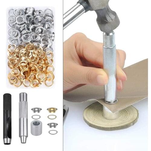 Copper Grommets Eyelets Fabric Leather Curtains Setting Tool Tarp Upholstery