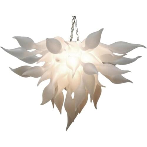 Fancy Ceiling Flower Lamp Frosted White LED Murano Glass Chandelier Lighting Art Store Deco Kitchen Hanging Chandelier Modern