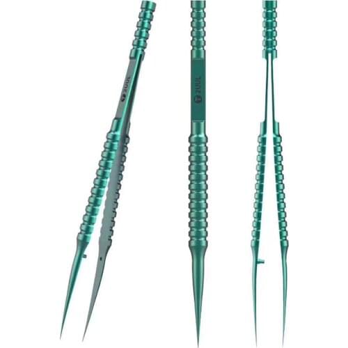 2UUL Titanium Alloy Tweezers Blue Curved Straight Tip Edge Precision Fingerprint Tweezers For Motherboard Wire Jump Micro Repair