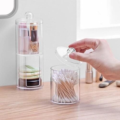 1PC Transparent Acrylic Cotton Swab Makeup Organizer Storage Box Portable Q-tip Storage Holder Boxs Home Make Up Organizer Gift
