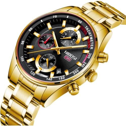Relogios NIBOSI Men Watches Top Brand Luxury Chronograph Watches For Men Sports Waterproof Male Clock Stainless Steel
