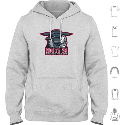 Route 28 Crimson Rollout Hoodie Long Sleeve Phanpy Donphan Pokeball Ash Rocket Team Sport Sports Logo Jersey Parody