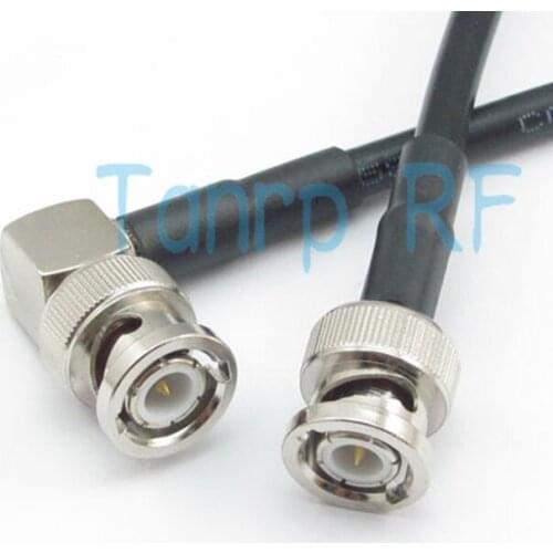 Free Shipping!100CM RG58 extension cable 3FEET BNC male to BNC male plug right angle RF connector Pigtail coaxial jumper cable