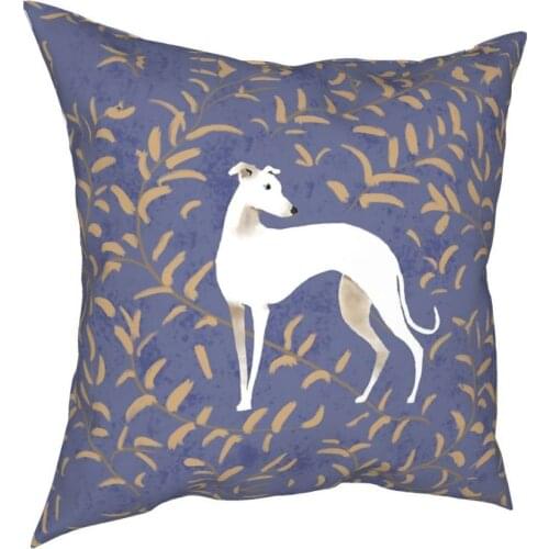 Whippet With Brown Leaves Square Pillow Case Cushions for Sofa Greyhound Sighthound Dog Custom Pillowcase