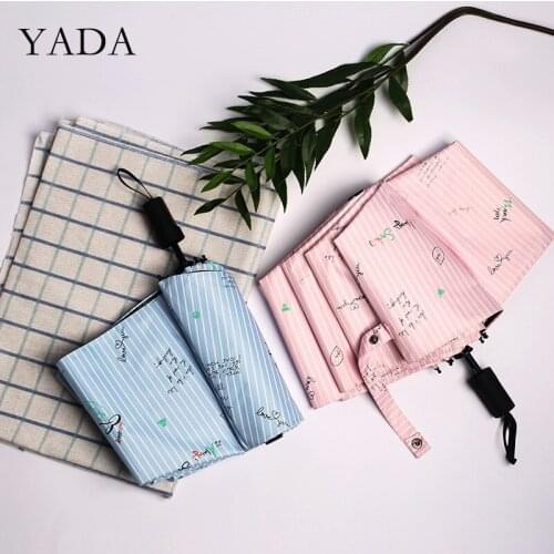 YADA 2020 INS New English Character Pattern 3-Folding Umbrella Rain UV Fold Umbrella For Women Man Windproof Umbrellas YS200186