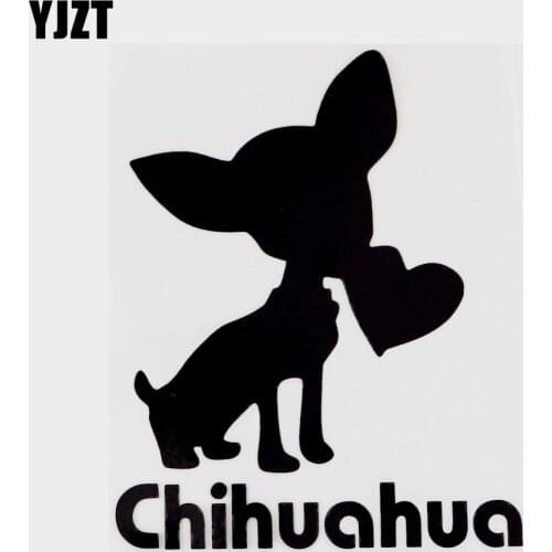 YJZT 9CM×11.1CM Interesting Animal Chihuahua Love Decal Car Sticker Black/Silver Vinyl 13F-0130