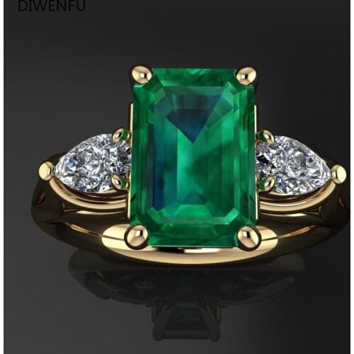 Emerald Yellow Gold Jewelry Green Rings for Women Diamant Bizuteria Anillos De Pure Emerald Gemstone Gold Ring Gift for Loves