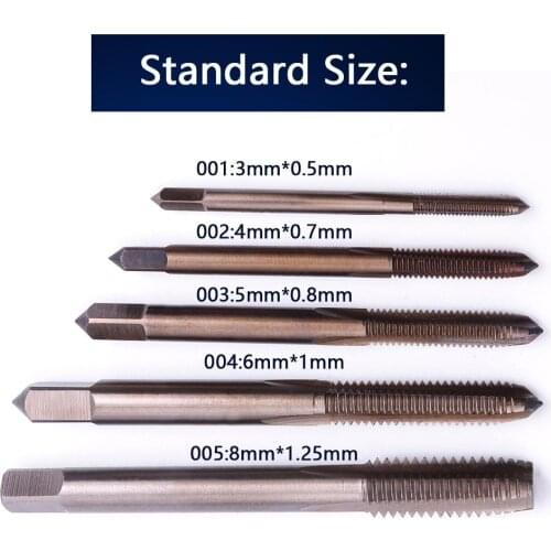 CHEERBRIGHT 1pc High Quality HSS-CO Spiral Fluted Machine Screw Thread Metric Plug Tap H2 Thread Hand Tap M3/M4/M5/M6/M8