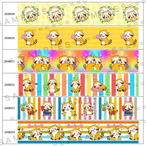 10Yards 25mm/38mm/50mm/75mm Kawaii Cartoon Bear Printed Grosgrain/Satin Ribbon Frabic Wedding DIY Material 200804 200805