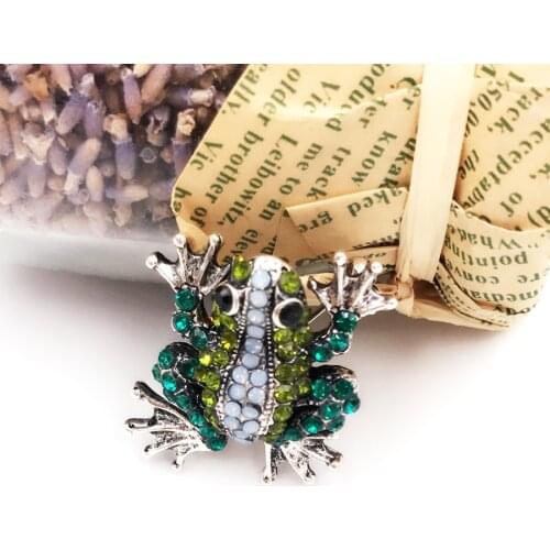 2018 Fashion Jewelry Cute Enamel Pin Metal Crystal Rhinestone Frog Brooch Lapel Pin Men Brooch Broche Vintage Brooches For Women