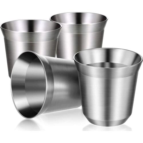 4 Pcs Stainless Steel Espresso Coffee Cups 80 ml Double Wall Insulated Tumbler Small Cup for Indoor or Outdoor Events