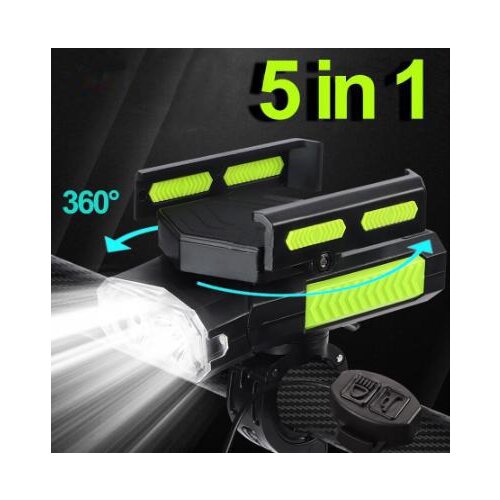 4000mAh Bicycle Light 5 in 1 Horn Phone Holder Cycling Flashlight Bike Front Light MTB Bike Accessories as Power Bank