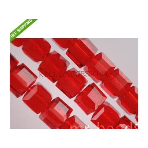 AAA Quality 100pcs/lot 10mm Red Cube Loose Crystal Glass Beads Charm Square Beads Craft Bracelet DIY Beads For Jewelry Making
