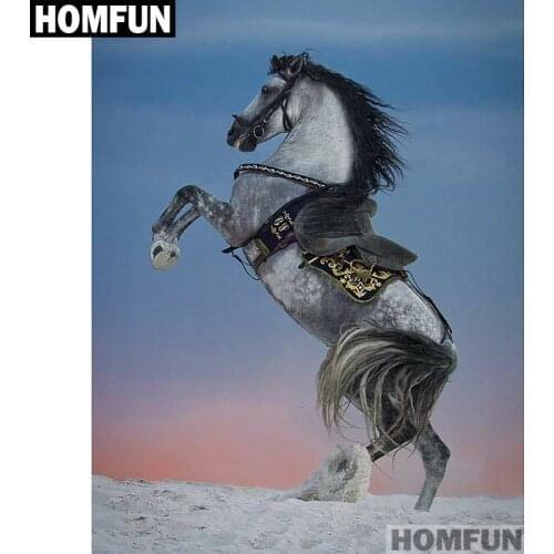 HOMFUN Full Square/Round Drill 5D DIY Diamond Painting "Animal horse" Embroidery Cross Stitch 5D Home Decor Gift A01445