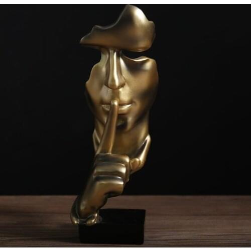 Silent Abstract Sculptures Ornaments Silence Is Gold Statue Resin Figure Home Decoration Modern Art Desk Decoration Keep Silent