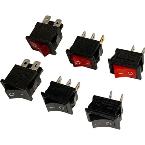 CE KCD1Boat Button Switch on/Off Rocker Switch Light 2 Files 2Pin 3 Pin 4 Pin 6A 250V/10A 125V 15mm*21mm Copper Core Red Black