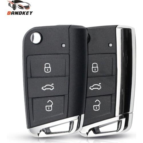 Dandkey Folding Car Key Shell For VW Gollf 7 MK7 Skoda Octavia A7 Seat Remote Keyless Auto 3 Buttons Key Case Fob Replacement