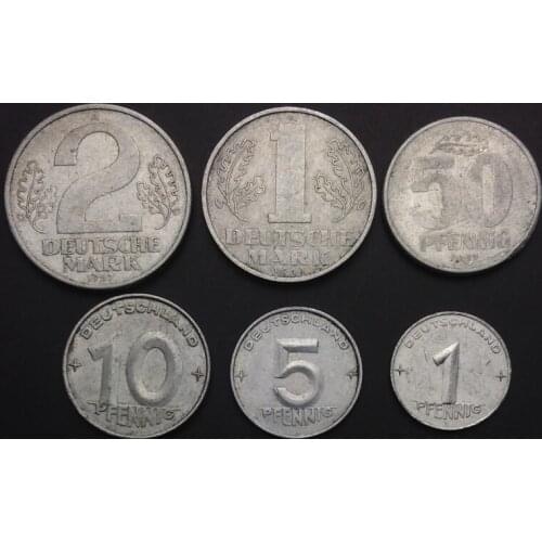 Democratic germany 1952-63 Set 6 Coins Original True Real Genuine Coin European Collectible Gift UNC
