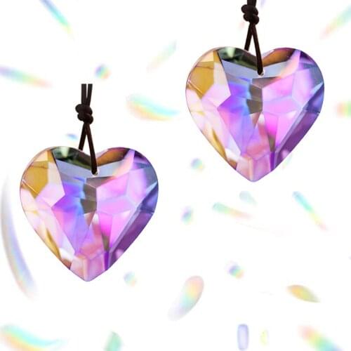 H&D 2 Pack Crystal Suncatcher Ball Heart Prisms Pendants Chandelier Window Hanging Ornament Rainbow Crystals Decor (Purple)