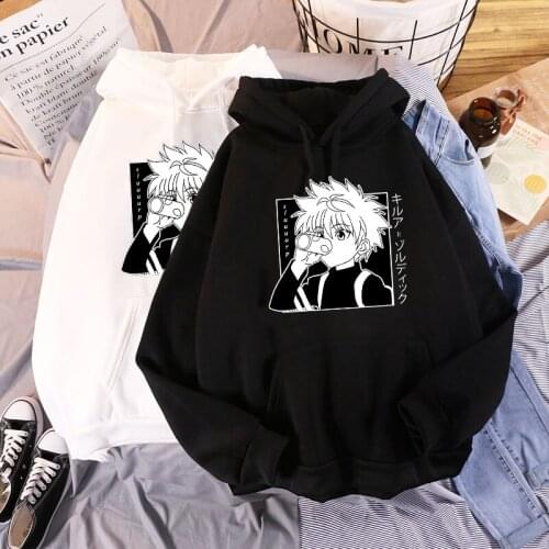 Kawaii Hunter X Hunter Hoodies Sweatshirt Killua Zoldyck Anime Manga Black Hoodies Bluzy Tops Clothes
