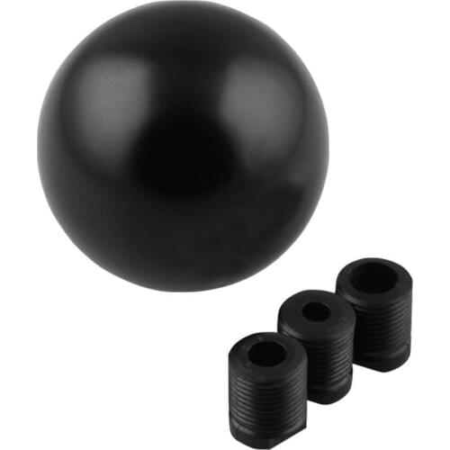 Round Ball Car Gear Knob Manual Gear HeadManual Adapter Threads Aluminum Transmission Shifter Lever Knob Solid Black 75*60*60 mm