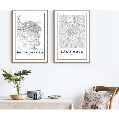 Modular Canvas Sao Paulo HD Prints Brazil Pictures Wall Art Map Painting Rio De Janeiro Home Decor Nordic Poster For Living Room