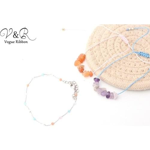 Newest Diy Handmade Jewelry Semi-precious Stone Braclet Set With Metal Chain/ Cord Bracelet Fashion Jewelry Accessories Gifts