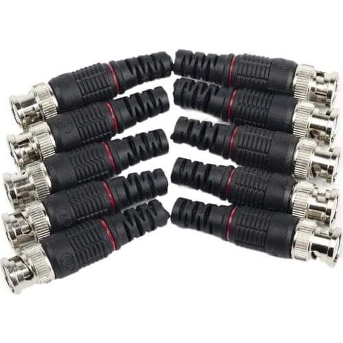 10pcs BNC Male Plug Pin Solderless Straight Angle Video Adapter BNC Connector for CCTV Surveillance Camera Security System