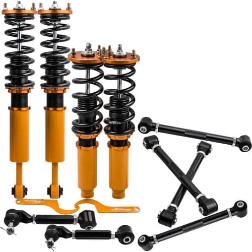 Suspension Coilover + 6 PCS Rear Camber Arms Kit for Honda Accord 03-07 Adj Height