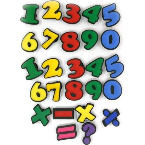 26pcs Color Numbers and Symbols PVC Shoe Charms Free Combination Shoes Accessories Shoe Buckles Decorations JIBZ as Kids Gift