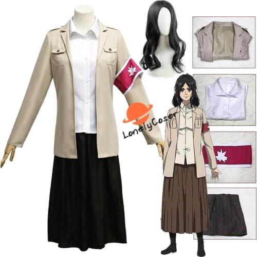 Final Season 4 Anime Attack on Titan Pieck Finger Cosplay Costume Wig Cart Titan Shingeki No Kyojin Trench Skirt Shirt Halloween
