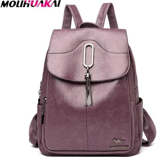 Casual Womens PU Leather Backpack Fashion Fringed Backpack School Backpacks Female Youth Large Capacity Travel Backpack