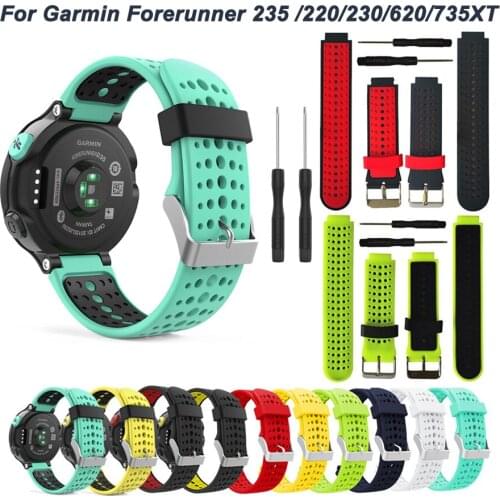 For Garmin Forerunner 220 230 235 620 630 735XT Watch Silicone Band Soft Sport Watchband official Double Color Strap Bracelet