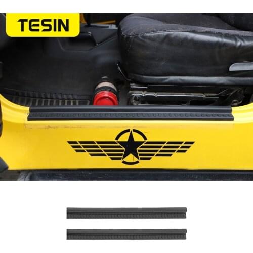 TESIN Styling Mouldings Rubber Car Door Sill Scuff Plate Entry Guard Trim Stickers for Jeep Wrangler TJ 1997-2006 Accessories
