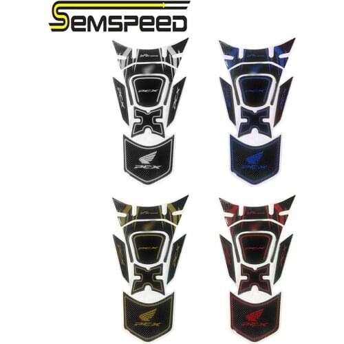 SEMSPEED Fits For Honda PCX 125 150 2018-2020 3D Fairing Gas Cap Tank Pad Protection 5D Real Carbon Fiber Moto Stickers Decal