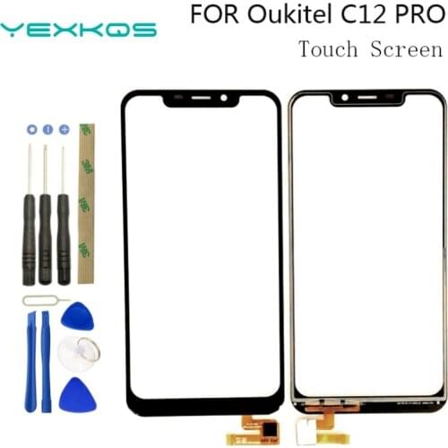For Oukitel C12 Pro Touch Screen Sensor Outer Glass Panel Touch Lens OUKITEL C12 C12pro Cell Phone Repair Parts+Tools Adhesive